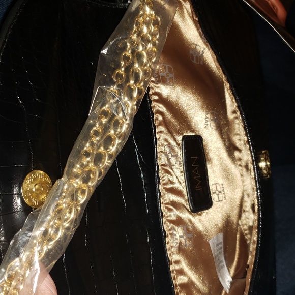 IMAN Black Croc-Embossed Crossbody Bag - Picture 3 of 7